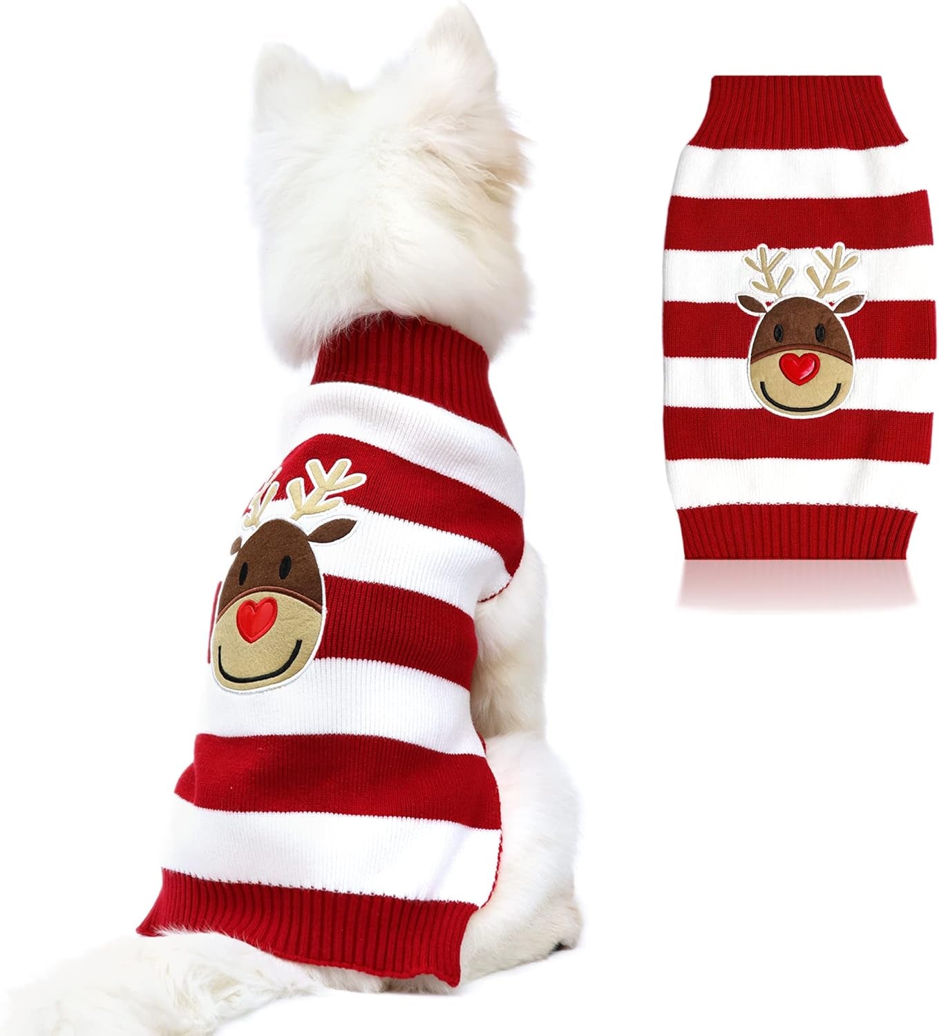 Rudolph the Red Nosed Reindeer Sweater Pet Holiday Clothes Cat Sweater Dog Sweater Winter Clothing Teddy Poodle Autumn Winter Clothes Dog Clothes (Red Nose, Xx-Small)