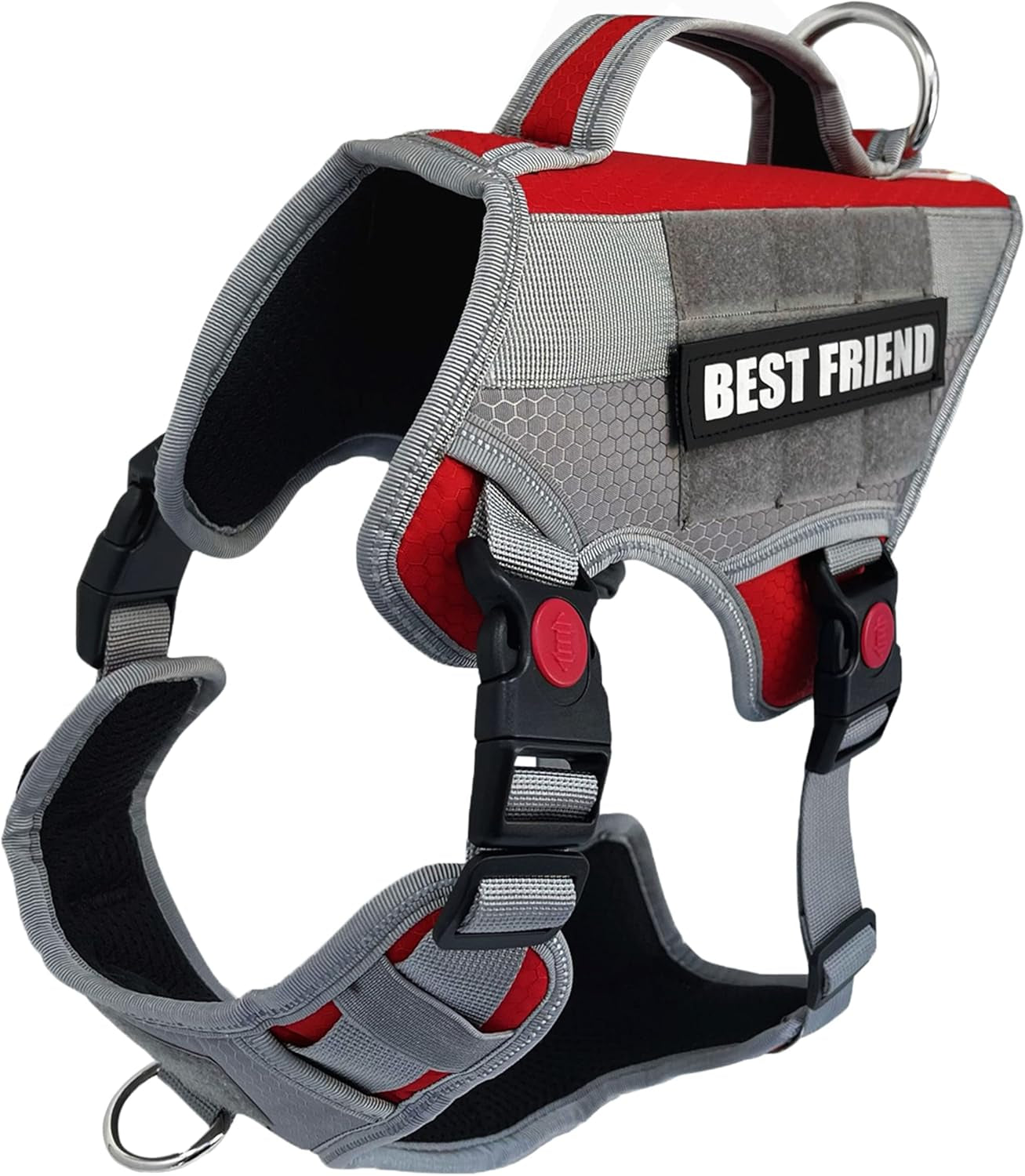 Tactical Working Dog Vest Harness - No-Pull Service Dog Jacket with Reflective Hook & Loop Patches - Padded Handle, Buckles with Quick Release Buttons, Adjustable Straps - Blue, Small