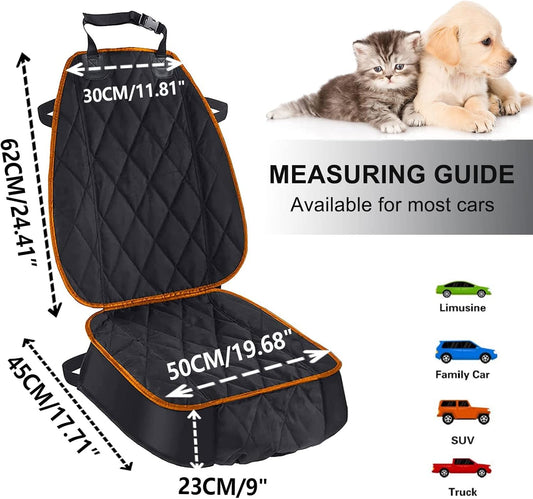 Dog Seat Cover, Waterproof Pet Car Seat Covers, Dogs Front Seat, Nonslip Heavy Duty Durable Scratch-Proof Car Seat Protector with Side Flaps, Fit Most Cars Suvs Trucks, Single
