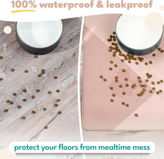 Dog Mat for Food and Water, Cat Feeding Mat | Waterproof Dog Bowl Mat | Non-Slip Pet Food Mat for Floors | Pet Mats for Food and Water | Easy to Clean