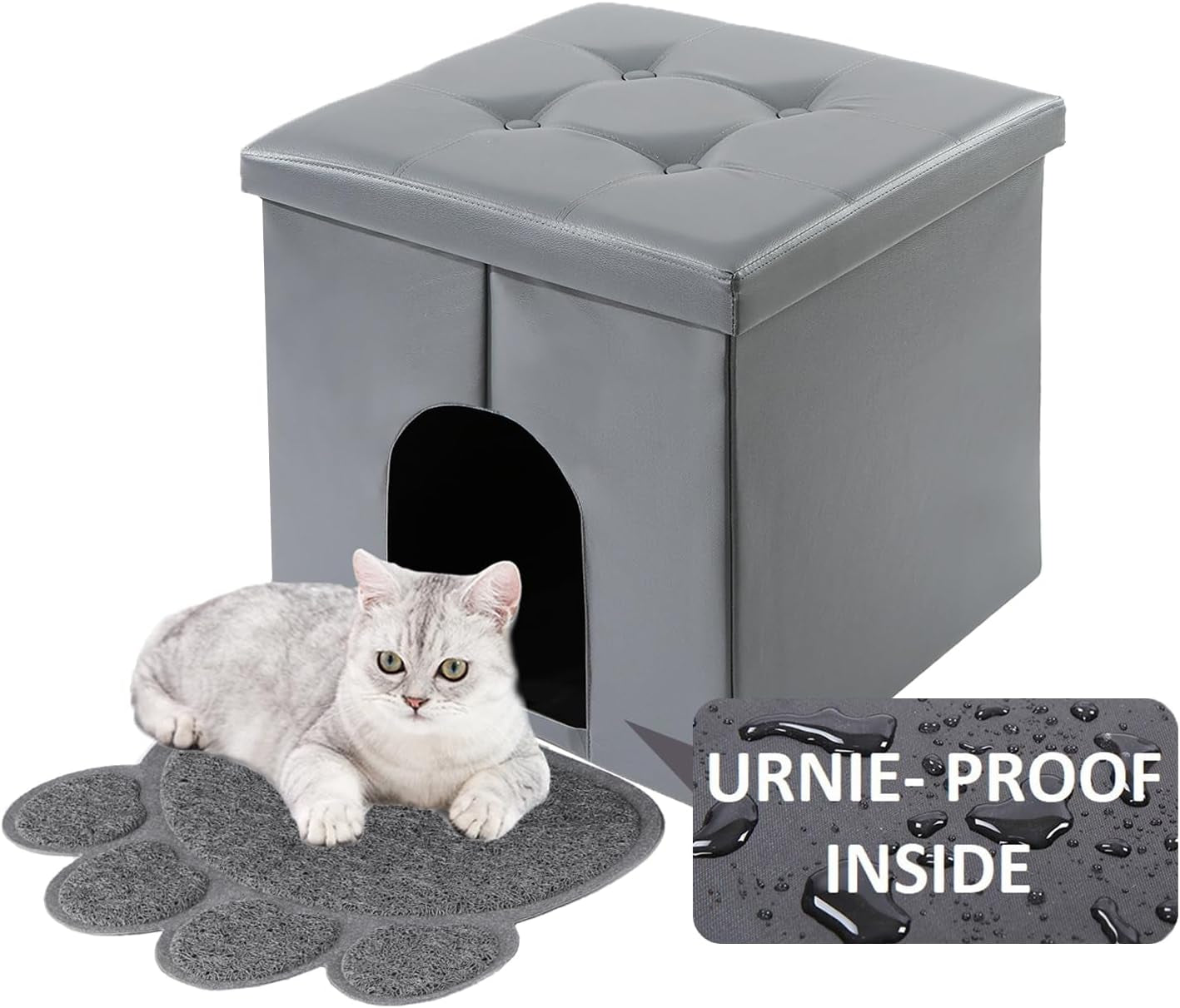 Cat Litter Box Enclosure Furniture Hidden, Cat Washroom Bench Storage Cabinet | Extra Large 35.4'' X 19.7'' X 19.7''| Dog Proof | Waterproof Inside/Easy Clean | Easy Assembly | Odor Control