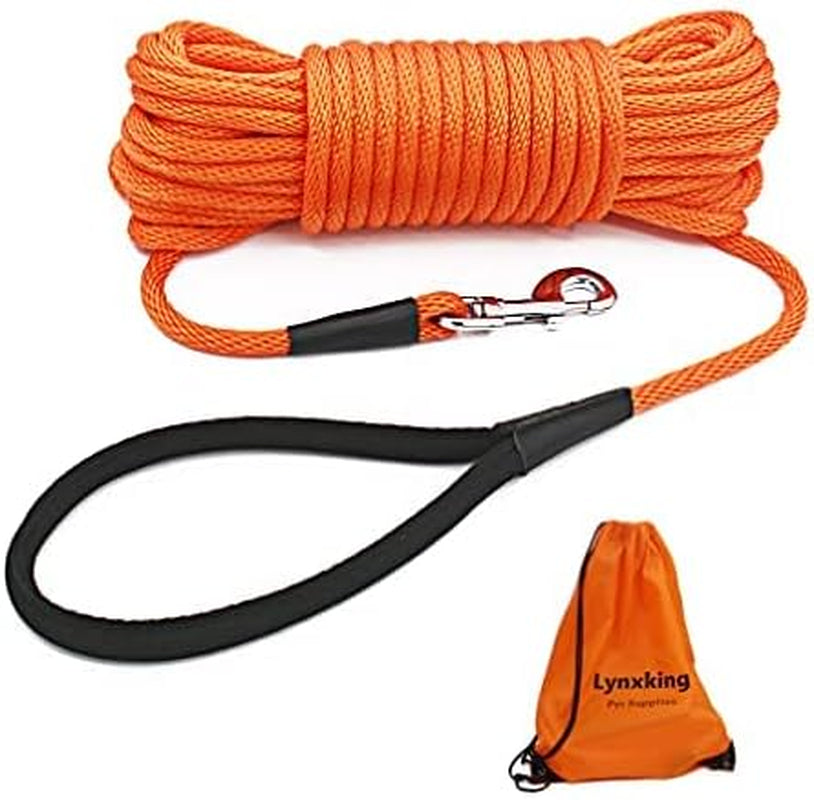 Check Cord Dog Leash Long Lead Training Tracking Line Comfortable Handle Heavy Duty Puppy Rope 10Ft 15Ft 30Ft 50Ft for Small Medium Large Dog Blue