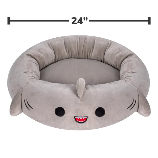 24 Inch Gray Shark Pet Bed - Medium Ultra Soft Plush Pet Bed