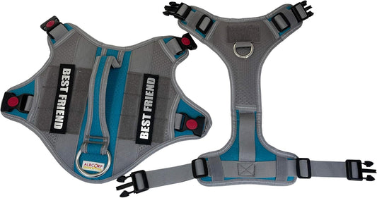 Tactical Working Dog Vest Harness - No-Pull Service Dog Jacket with Reflective Hook & Loop Patches - Padded Handle, Buckles with Quick Release Buttons, Adjustable Straps - Blue, Small