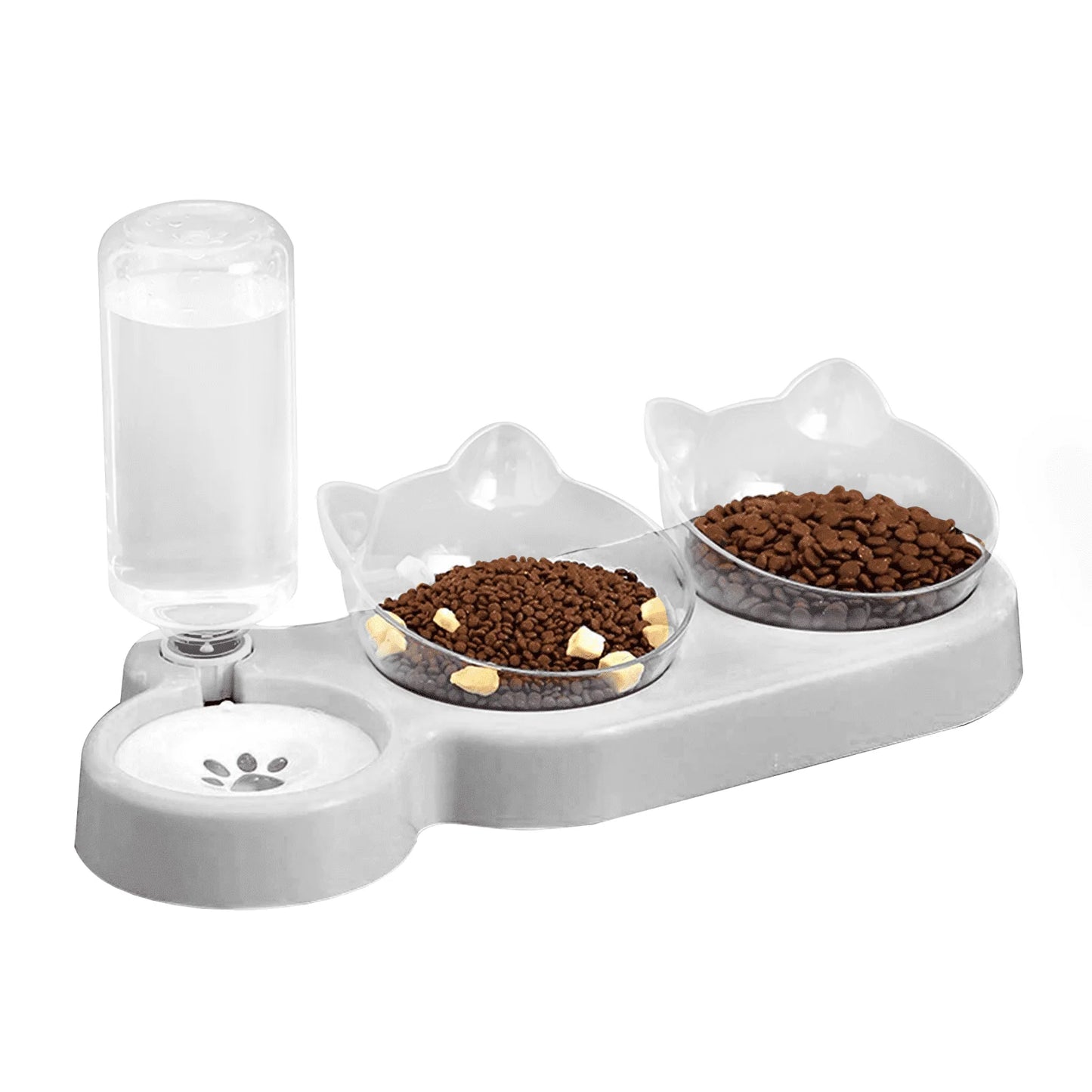 Tilted Cat Food Bowl with Feeding Mat for Food and Water, Food Feeding Dishes for Raised Cats and Puppies