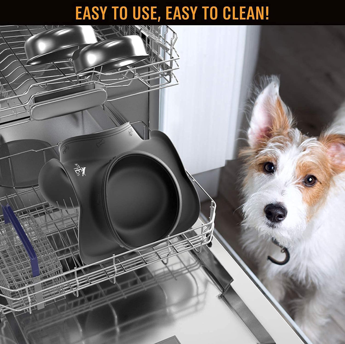 Dog Bowl Set, Stainless Steel No Spill Mess-Proof Food & Water Food Bowls with Skid Resistant Silicone Mat, Dog Bowls Small Size Dog, Medium, & Large, Pet Puppy Bowls & Dishes