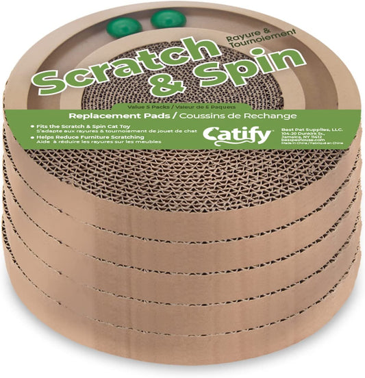 Cat Scratcher Replacement Pads - Cardboard Cat Scratcher Pad, Relieves Stress, Supports Pet Behaviors, 5 Count
