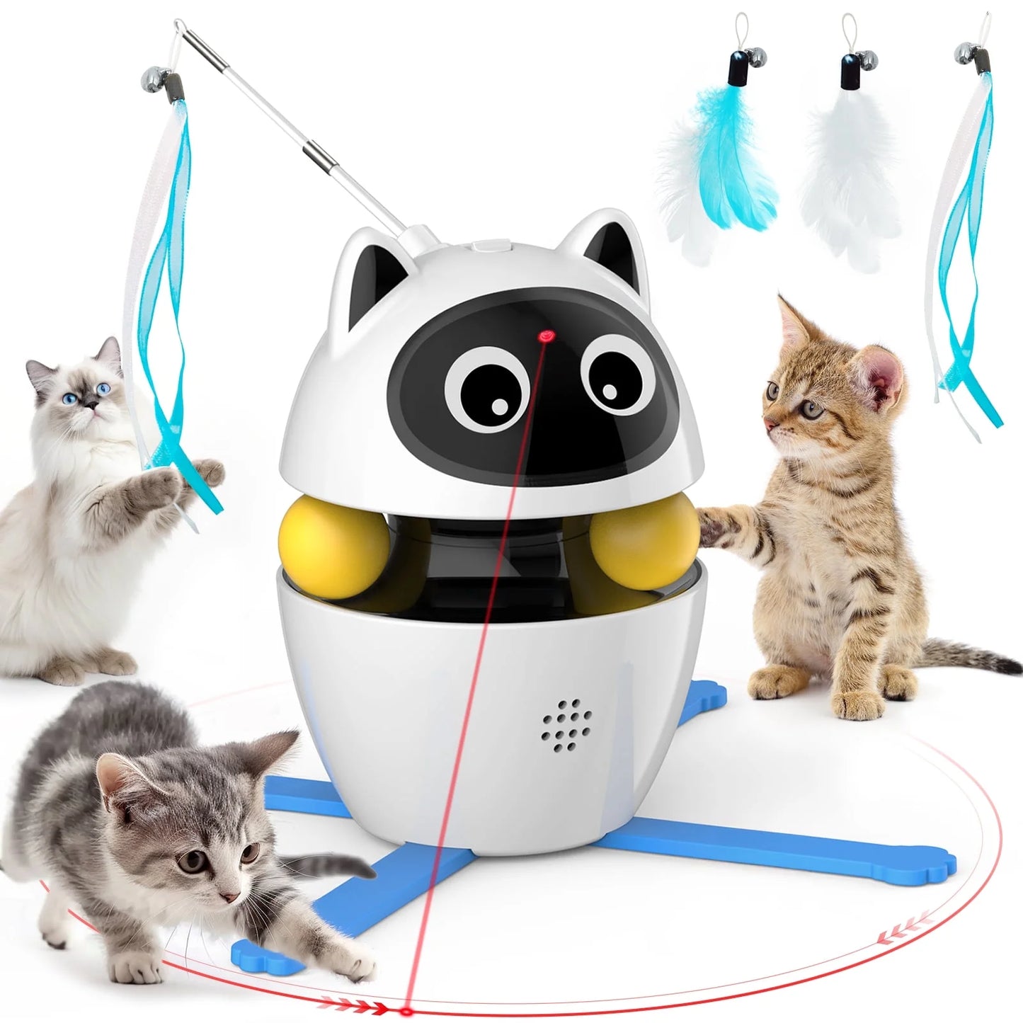 Automatic Cat Toy Interactive for Indoor, 3 in 1 Cat Interactive Laser Feather Toys Breed