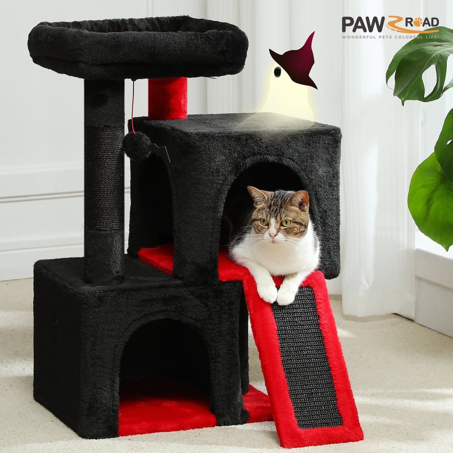 30" Cat Tree Condo with Sisal Scratcing Post Tower Ramp for Indoor Catss, Gray