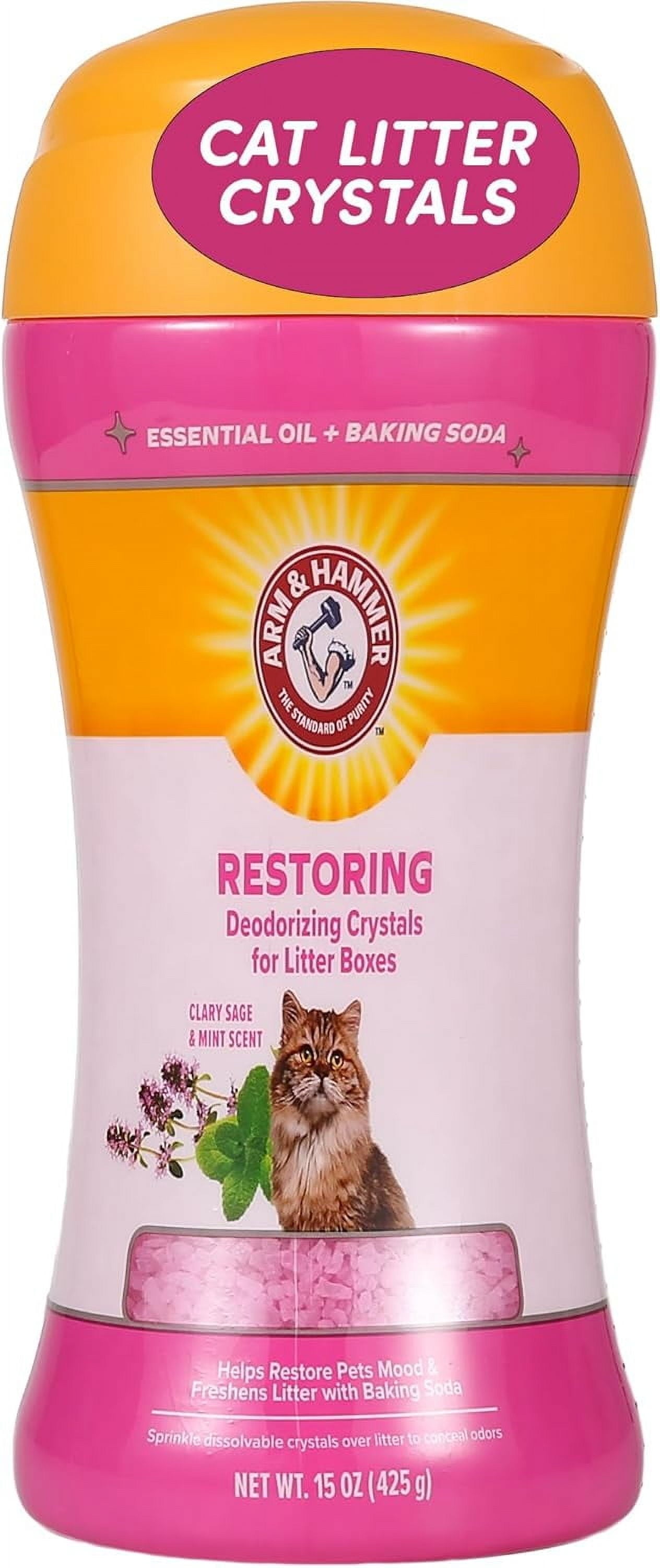 (2 Pack) Deodorizing Cat Litter Crystals for Litter Boxes, Clary Sage & Mint Scent 15 Oz.