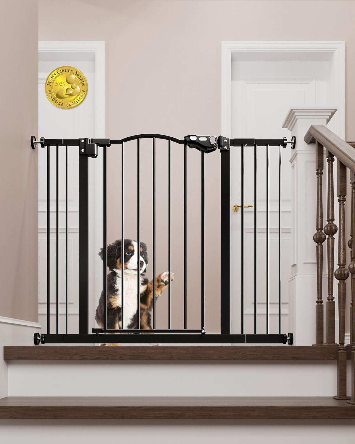29-39.6" Baby Gate for Stairs, Auto Close Both Sides Dog Gate with One-Hand Opening, 30" Tall Safety Gates for Pets, Hallways, Bedrooms, Wall Pressure Mount No Drill, White