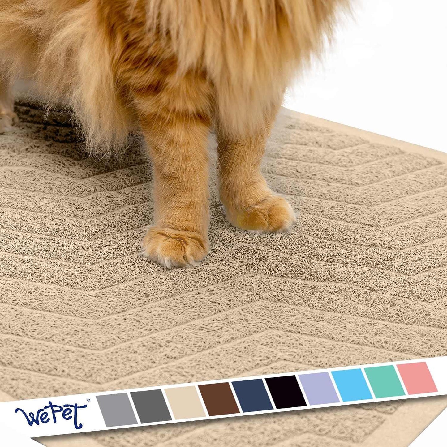 Cat Litter Box Mat(No. 02-2), Kitty Premium PVC Pad, Durable Trapping Rug, Phthalate Free, Urine-Resistant, Scatter Control, L 35 X 23, Grey