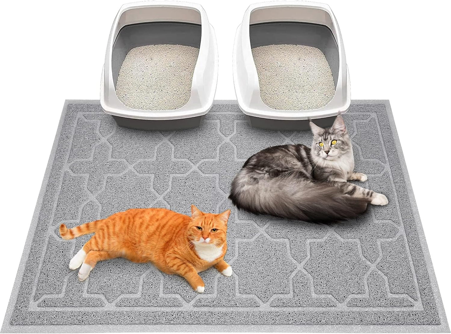 Cat Litter Mat, 35.4"X23.6" Litter Box Mat with Litter Lock Mesh, Soft Cat Litter Mat Litter Trapping Mat, Easy to Clean, Non-Slip, Water Resistant, Litter Free Floors, Dark Grey