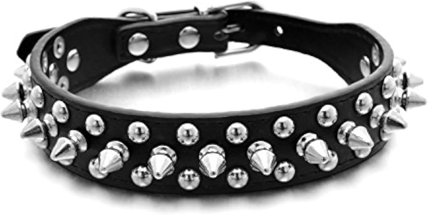 Mushrooms Spiked Rivet Studded Adjustable Pu Leather Pet Collars for Cats Puppy Dogs