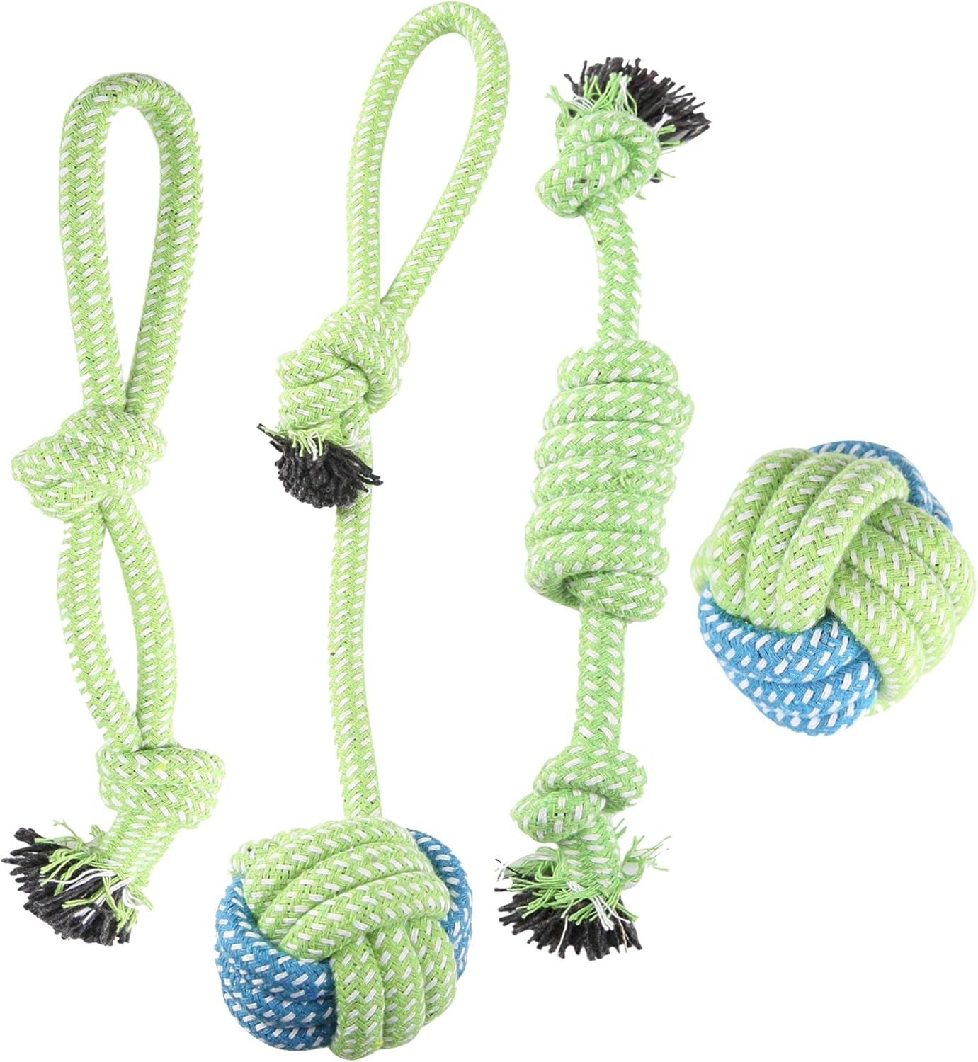 Dog Chew Toys Rope - Rope Puppy Chew Toys Washable Cotton Rope Toys Set for Small Dog Puppy Pet(4 Packs/Set)