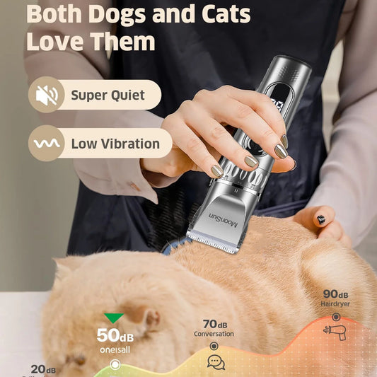5-Speed Adjustable Rechargeable Dog & Cat Grooming Clippers Kit with 1 X Silver Dog Clipper