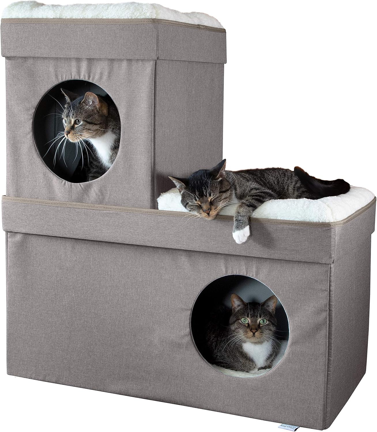 Large Stackable Grey Condo, Cat Cube, Cat House, Pop up Bed, Cat Ottoman, Mansion