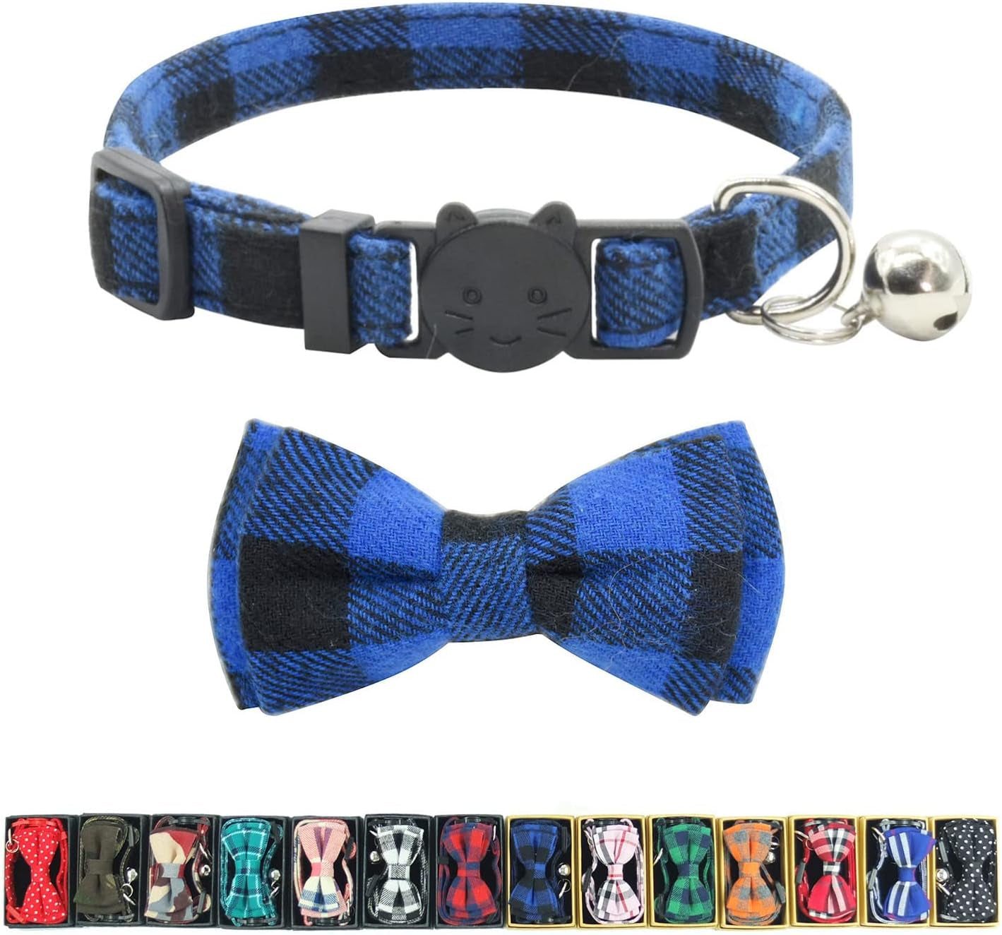 Cat Collar Bowtie with Bell, Quick Release Buckle Safety and Durable Kitties Kittens Cats Breakaway Collar(6.8-10.8In) (Camouflage 2)