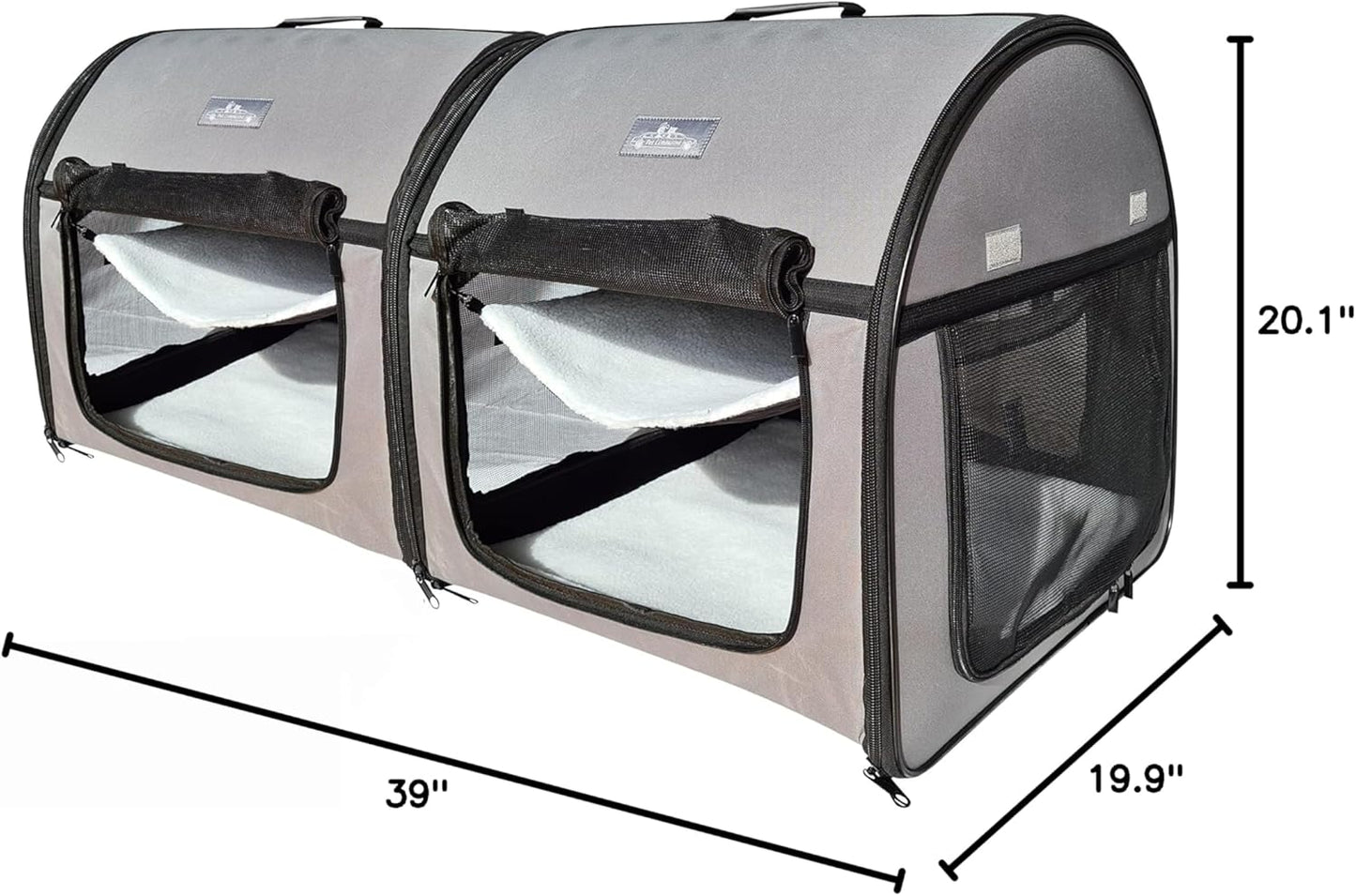 Soft Dog Cat Crate the Portable 2-In-1 Double Travel Kennel Tube Carrier for All Pets Car Seat Ready