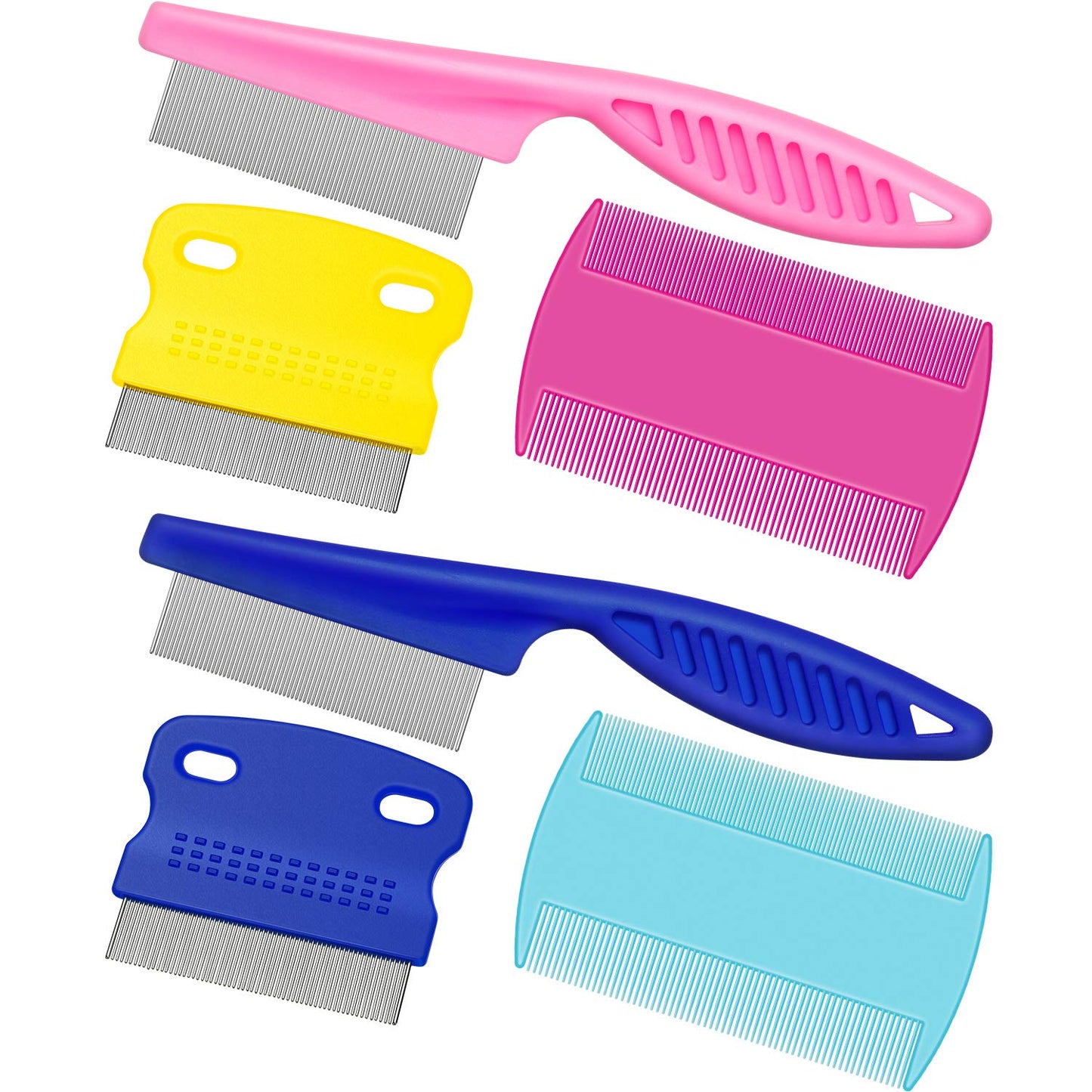 6 Pieces Pet Lice Combs Dog Grooming Flea Cat Tear Stain Comb for Removal Dandruff, Hair Stain, Nit(White, Yellow, Green, Purple, Orange, Dark Blue)