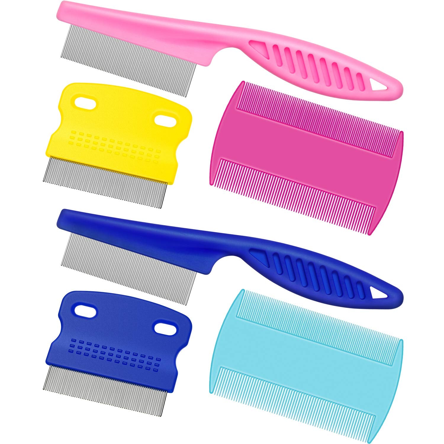6 Pieces Pet Lice Combs Dog Grooming Flea Cat Tear Stain Comb for Removal Dandruff, Hair Stain, Nit(White, Yellow, Green, Purple, Orange, Dark Blue)