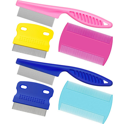 6 Pieces Pet Lice Combs Dog Grooming Flea Cat Tear Stain Comb for Removal Dandruff, Hair Stain, Nit(White, Yellow, Green, Purple, Orange, Dark Blue)