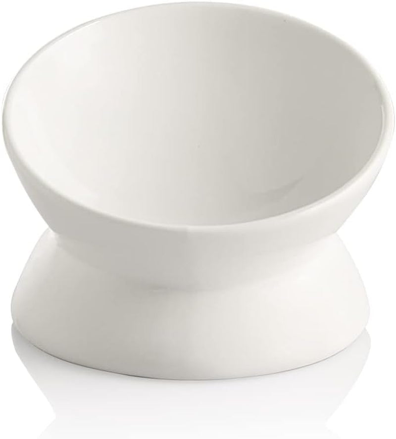 Ceramic Raised Cat Bowls, Slanted Cat Dish Food or Water Bowls, Elevated Porcelain Pet Feeder Bowl Protect Cat'S Spine, Stress Free, Backflow Prevention(Pink)