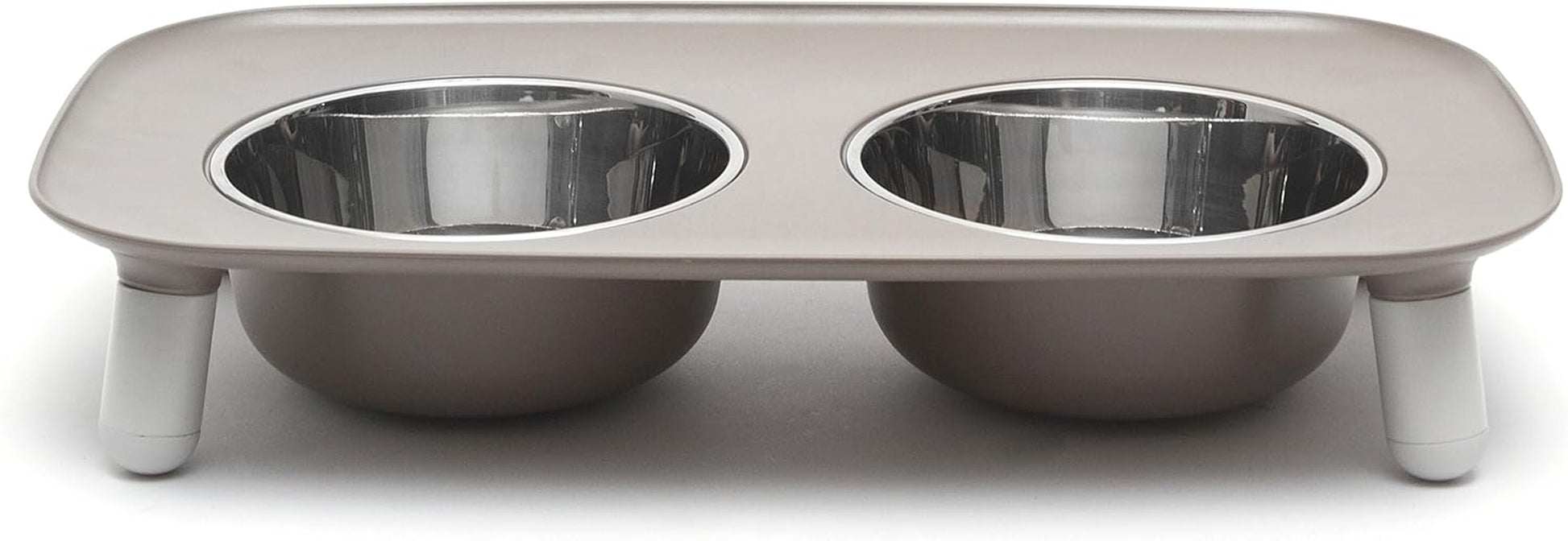 Elevated Double Feeder with Stainless Bowls | Adjustable Height 3”, 5”, or 10” | Adjustable Standing Feeder for Dogs | 5 Cups per Bowl | Dark Grey
