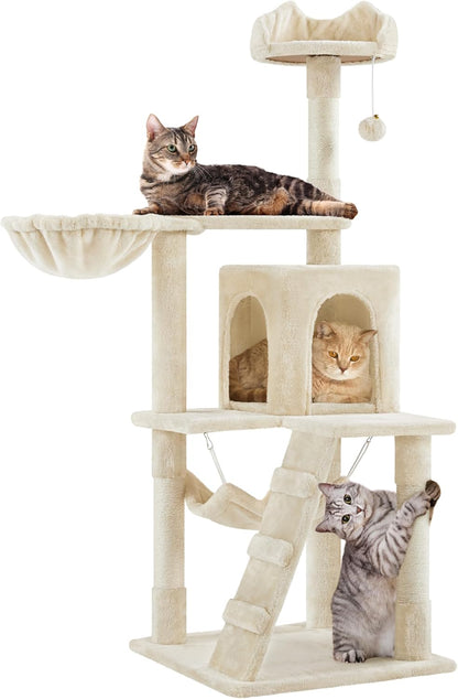 54In Cat Tree Cat Tower as Activity Center, Indoor Cats and Kittens Playing House with Funny Hammock Basket Scratching Post
