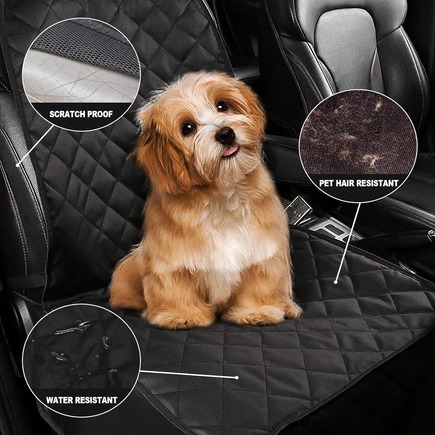 Dog Seat Cover, Waterproof Pet Car Seat Covers, Dogs Front Seat, Nonslip Heavy Duty Durable Scratch-Proof Car Seat Protector with Side Flaps, Fit Most Cars Suvs Trucks, Single