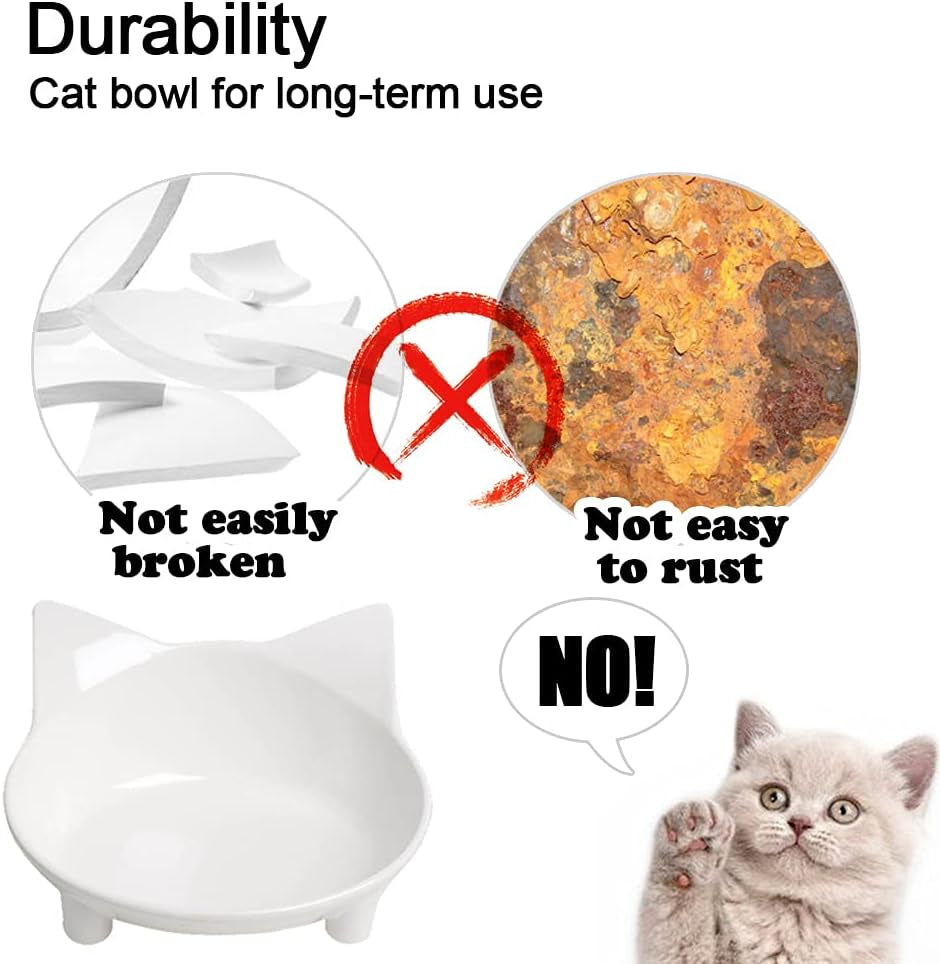 Non-Slip Cat Food Dish - Shallow Bowls for Stress Relief & Preventing Vomiting - Wide for Cats & Small Animals