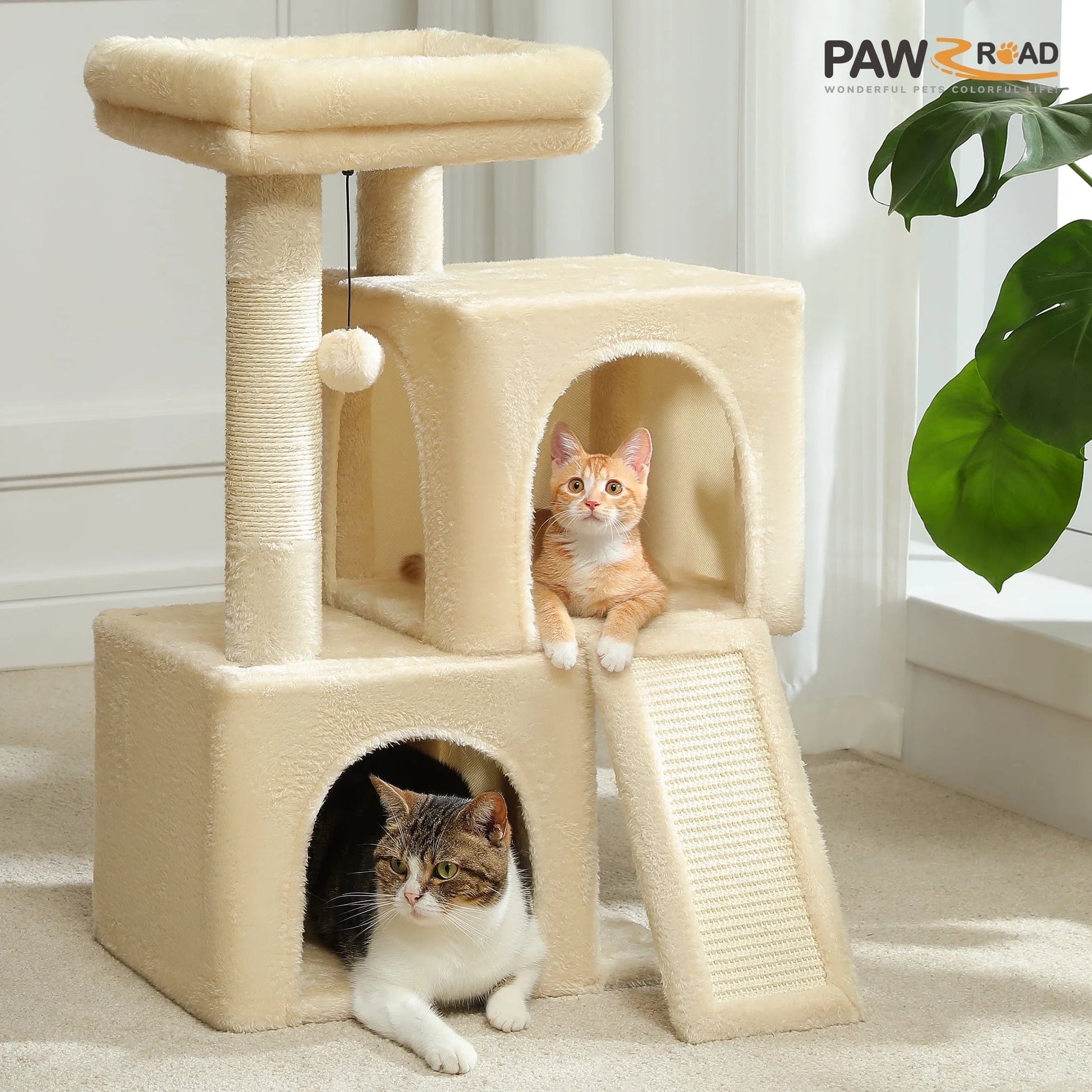 30" Cat Tree Condo with Sisal Scratcing Post Tower Ramp for Indoor Catss, Gray
