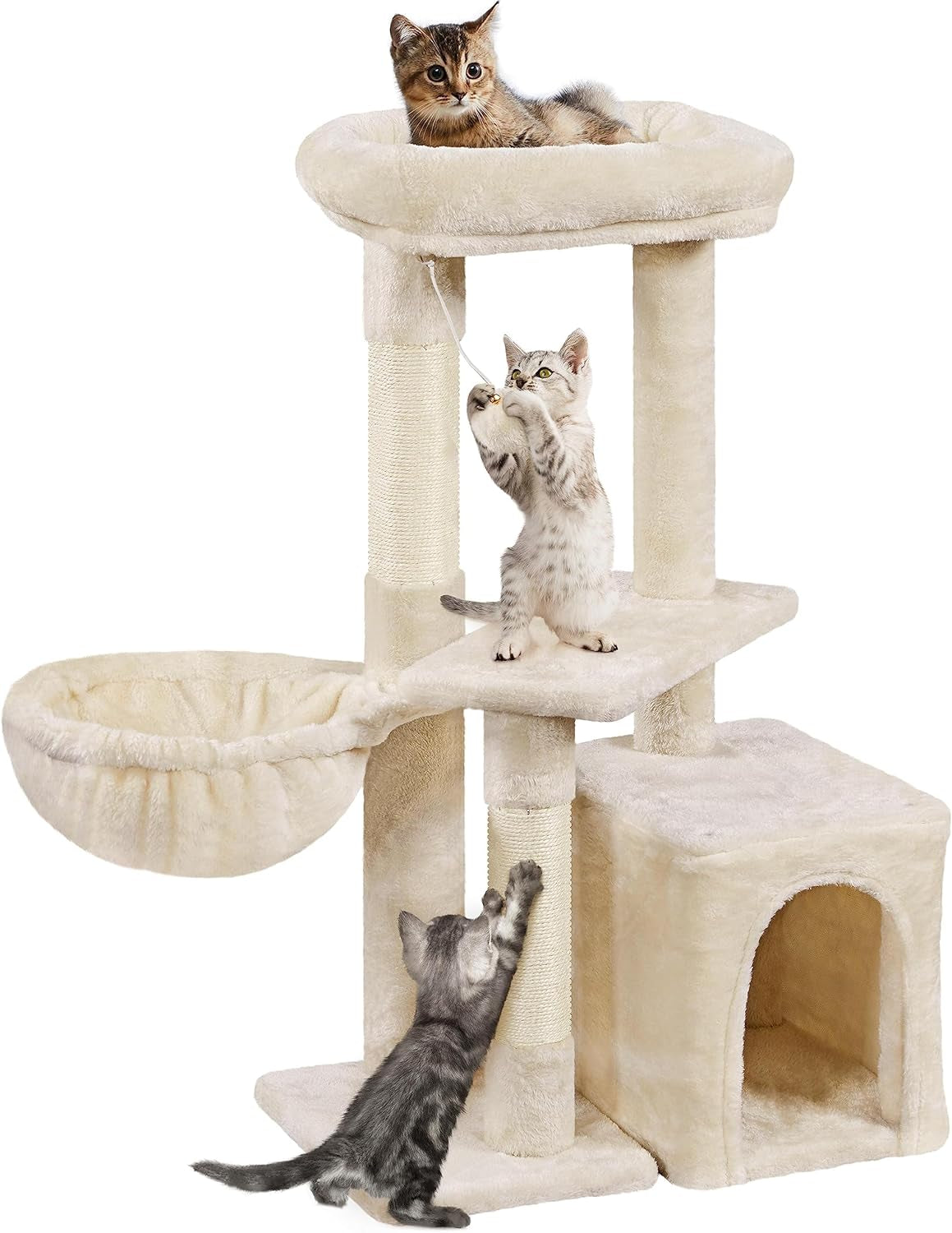 Cat Tree, 34In Cat Tower, Multi-Level Cat Condo with Extra Scratch Boards and Sisal Posts as Kitty Activity Center Pet Stand Tree for Indoor Kittens