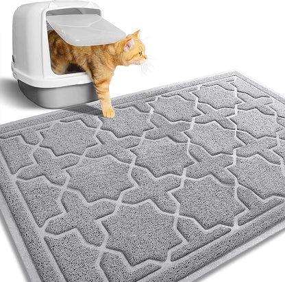 Cat Litter Mat, 35.4"X23.6" Litter Box Mat with Litter Lock Mesh, Soft Cat Litter Mat Litter Trapping Mat, Easy to Clean, Non-Slip, Water Resistant, Litter Free Floors, Dark Grey