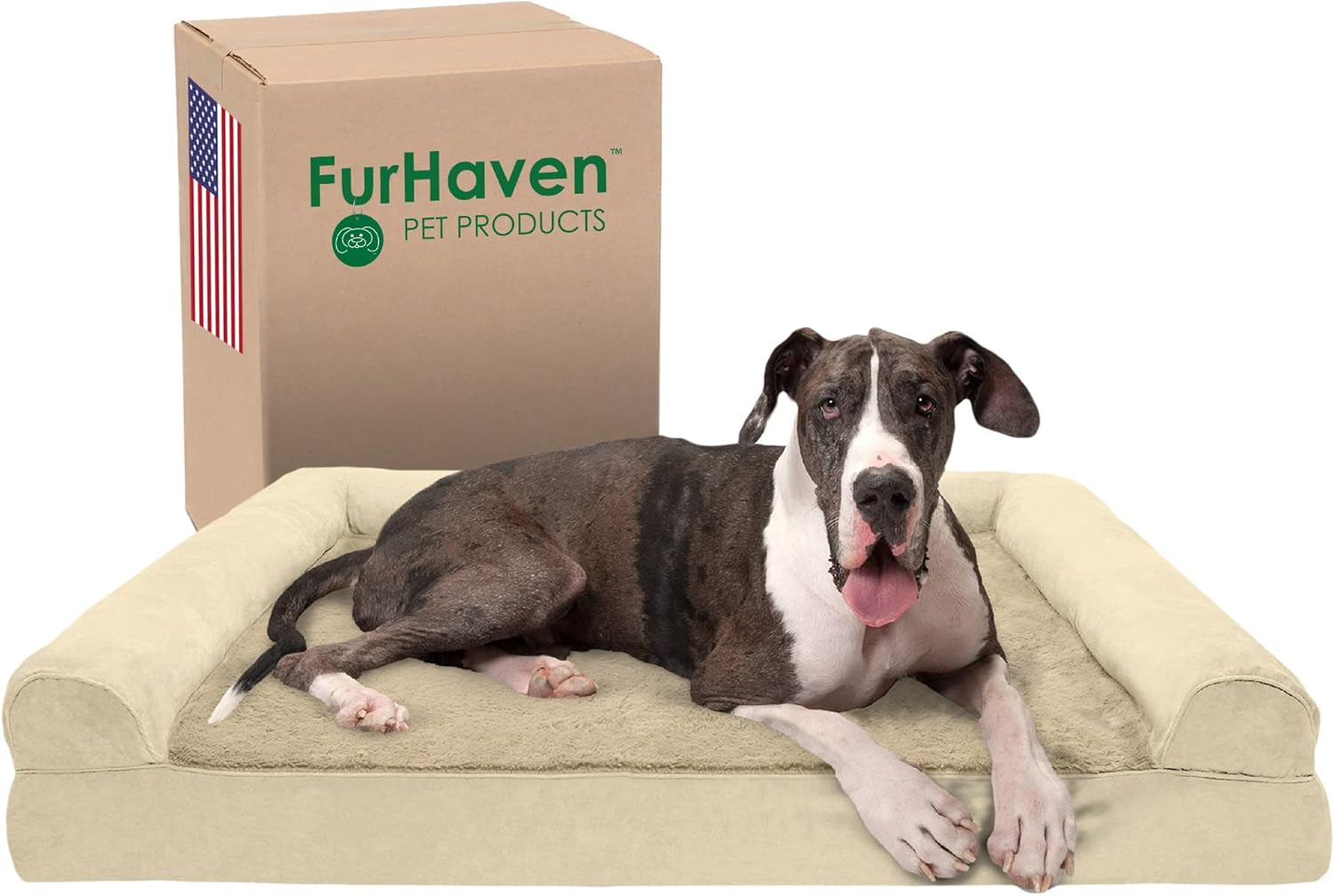 Memory Foam Dog Bed for Large Dogs W/ Removable Bolsters & Washable Cover, for Dogs up to 125 Lbs - Plush & Southwest Kilim Woven Decor Sofa - Desert Brown, Jumbo Plus/Xxl