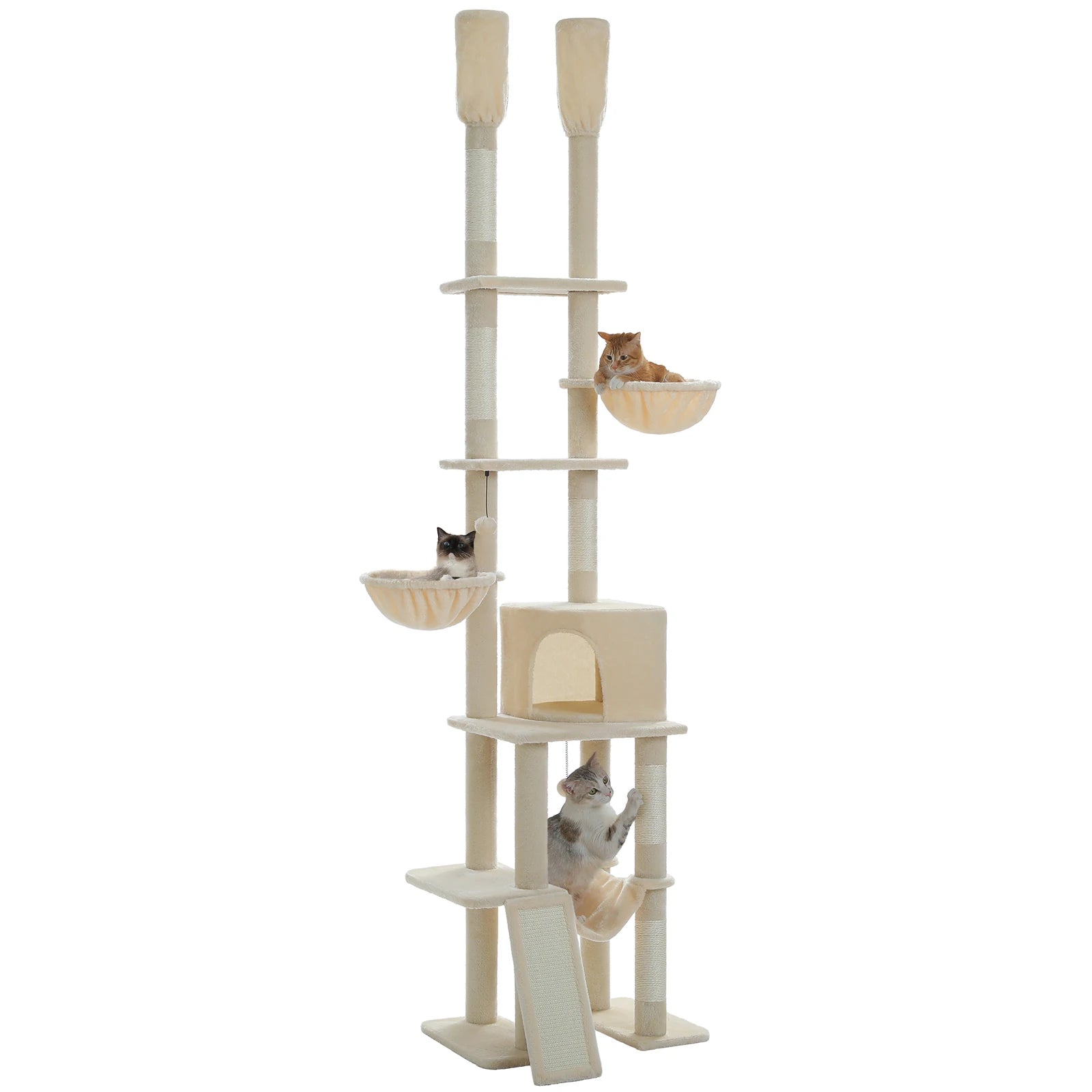 Cactus Cat Tree Floor to Ceiling Cat Tower 7 Tiers Cat Climbing Tree with Cozy Hammocks and Condos 5 Platforms Scratching Posts