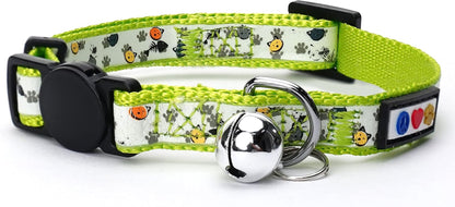 Glow in the Dark Cat Collar Kitten Collar with Safety Buckle and Removable Bell - Teal