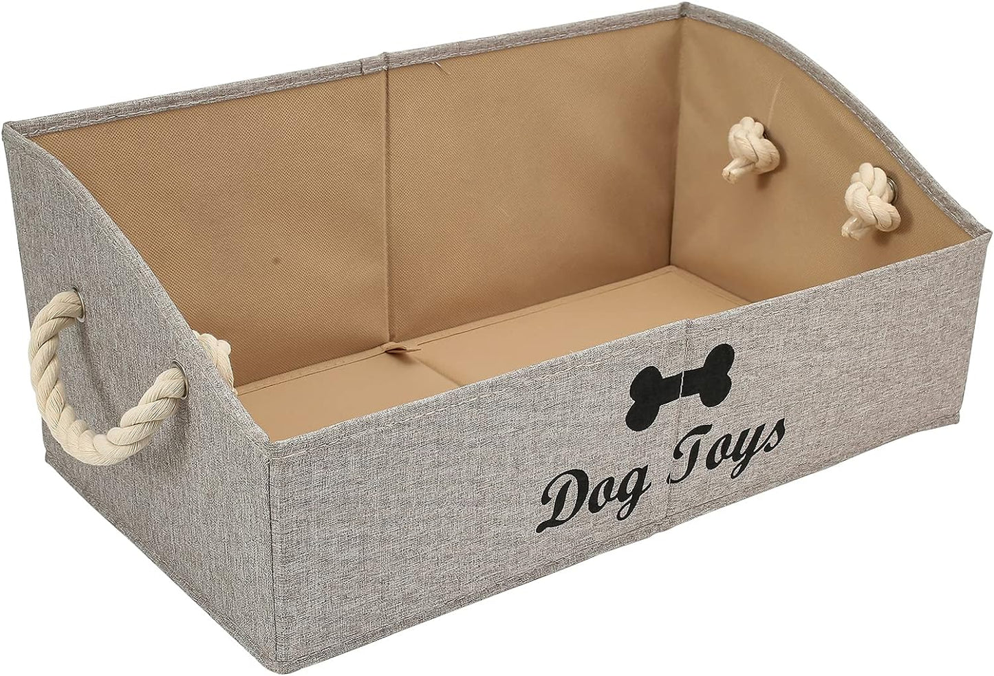 Large Dog Toy Bin Puppy Shallow Toy Baskets Dog Toy Storage Perfect for Living Room Playroom Closet Home Organization - Grey