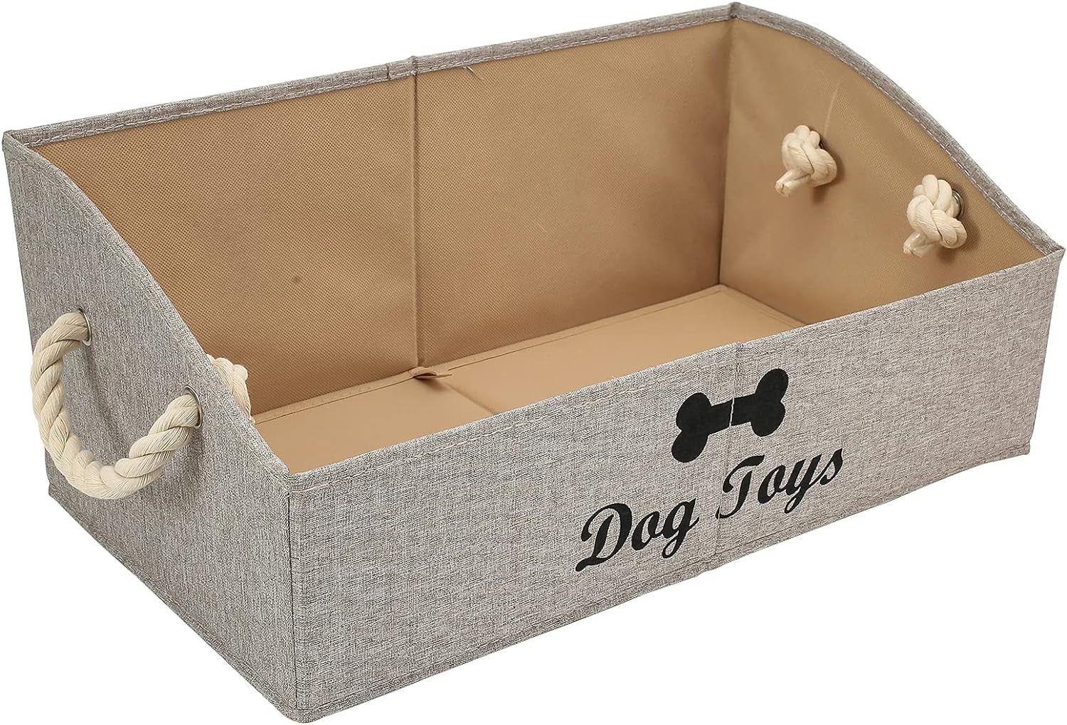 Large Dog Toy Bin Puppy Shallow Toy Baskets Dog Toy Storage Perfect for Living Room Playroom Closet Home Organization - Grey