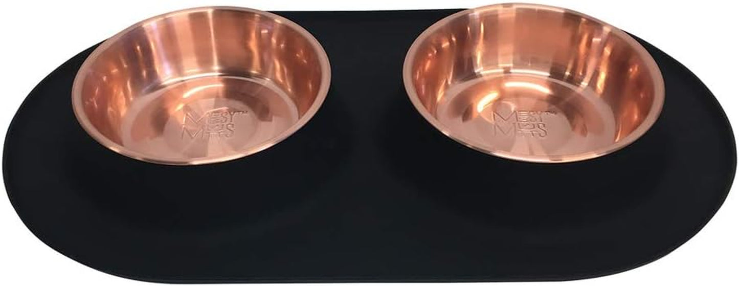 Double Silicone Feeder with Stainless Bowls | Non-Skid Food Dishes for Dogs for All Pets | Dog Food Bowls | Large, 3 Cups per Bowl | Blue