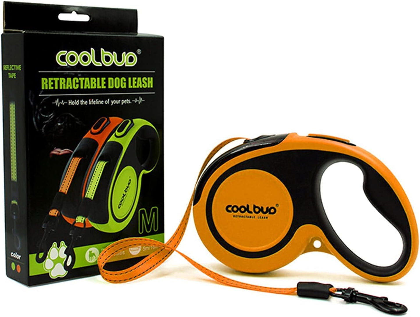 Retractable Dog Leash, 16 Ft Pet Walking Leash for Medium Dogs up to 66 Lbs, One Button Break & Lock, Heavy Duty, Strong Nylon Tape, Tangle-Free (Green, Medium)