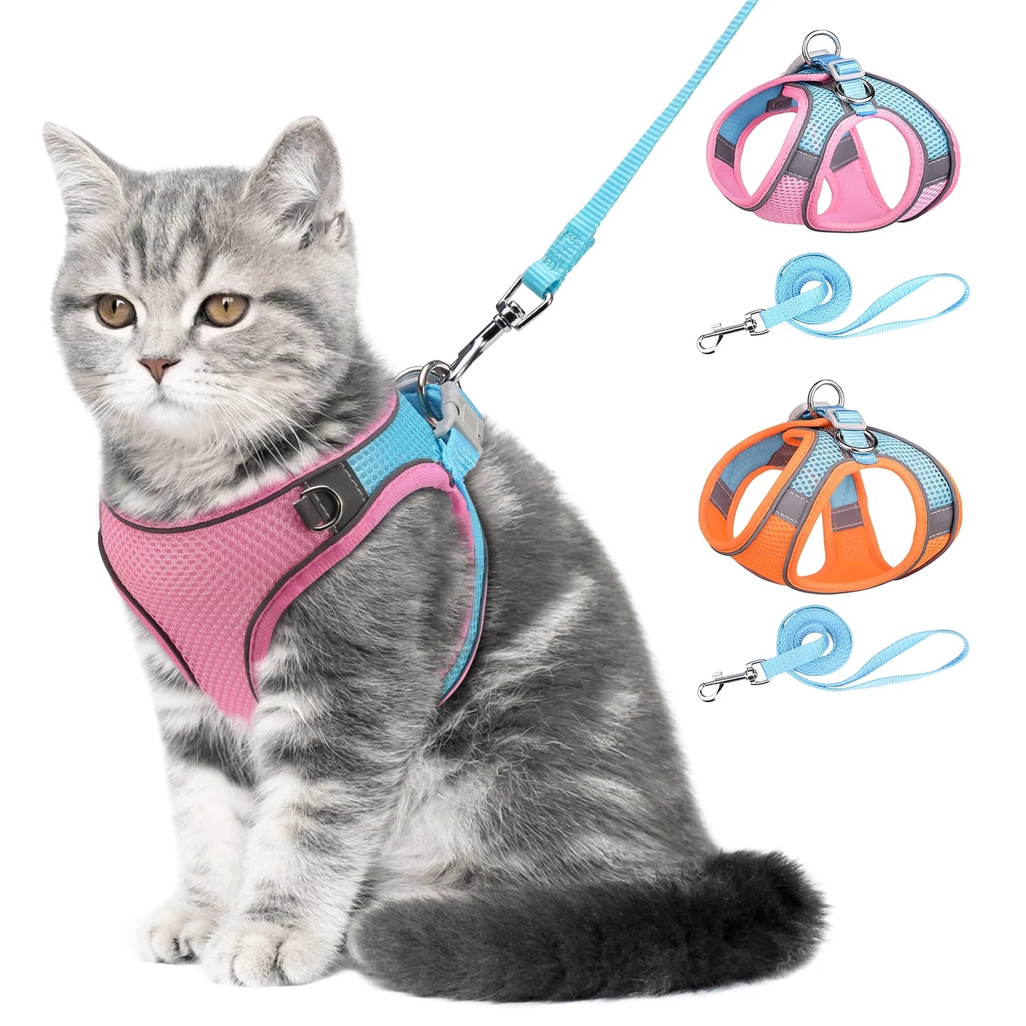 Cat Harness and Leash for Walking, Escape Proof Adjustable Cat Vest Harnesses, Easy Control Breathable Reflective Strips Jacket, Soft Harness for Puppy Small Medium Large Cats, Black(S)