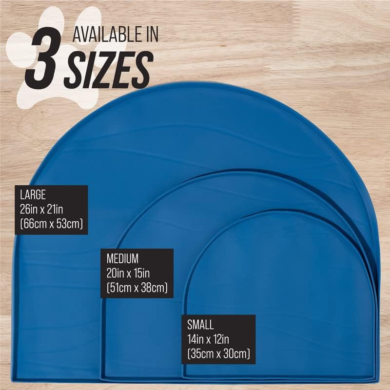 Fountain Mat, Silicone Water Mat Designed for Pet Fountains, Dog Gravity Water Bowls, Mats for Automatic Dispensing Cat Feeders up to 14" Diameter (Large - 26 X 25 Inches, Black)