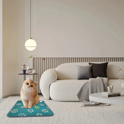 Pet Heating Pad, Waterproof Heated Bed Mat for Cats Dogs Puppies Bed Indoor, Electric Warming Pad Heating Blanket with Anti- Steel Cord, Dual Temperature Dual Control, 17.7Inch