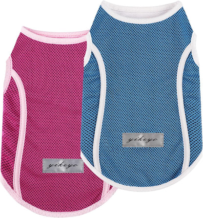 2 Pack Shirts for Dog Quick Dry Vest Boy Girl Summer, Puppy T-Shirt with Reflective Strip Sun Protection Sleeveless Cool Clothes, Breathable Cat Tank Top Pet Apparel (Blue and Turquoise, XS)
