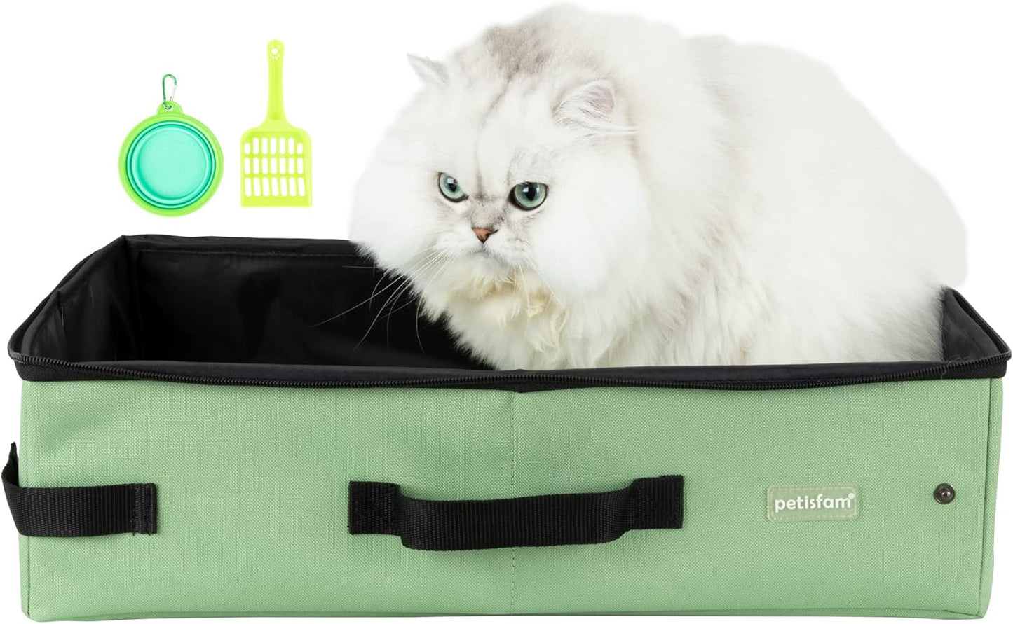 Portable Travel Litter Box for Cats with Lid to Contain Litter and Odor. Easy to Carry, Clean and Store. Easy for Car Travel, Hotle Stays, Flying with Cats