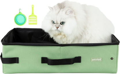 Portable Travel Litter Box for Cats with Lid to Contain Litter and Odor. Easy to Carry, Clean and Store. Easy for Car Travel, Hotle Stays, Flying with Cats