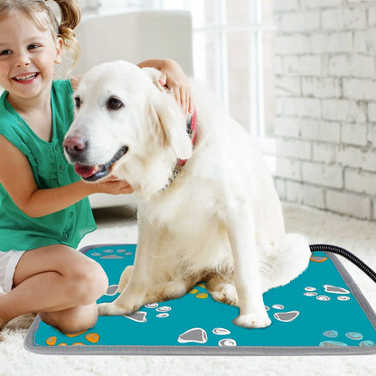 Pet Heating Pad, Waterproof Heated Bed Mat for Cats Dogs Puppies Bed Indoor, Electric Warming Pad Heating Blanket with Anti- Steel Cord, Dual Temperature Dual Control, 17.7Inch