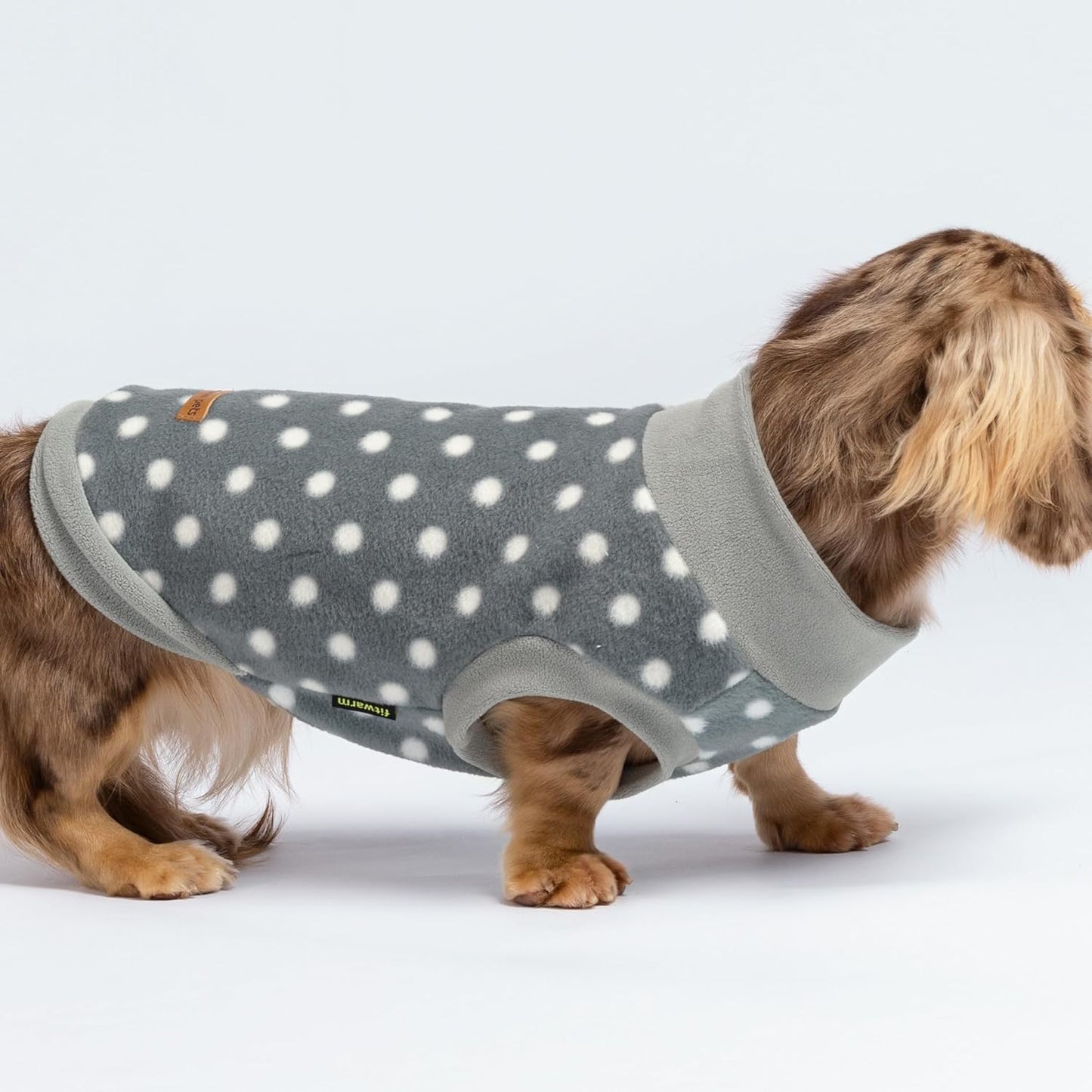 Fleece Polka Dot Dog Sweater, Cozy Dog Winter Clothes for Small Dogs Boy Girl, Dog Cold Weather Fleece Sweater, Doggy Pullover Jacket, Pet Outfit, Light Grey, Dark Grey, White, XXL
