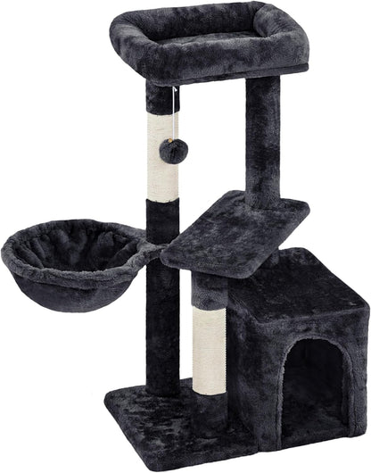 Cat Tree, 34In Cat Tower, Multi-Level Cat Condo with Extra Scratch Boards and Sisal Posts as Kitty Activity Center Pet Stand Tree for Indoor Kittens